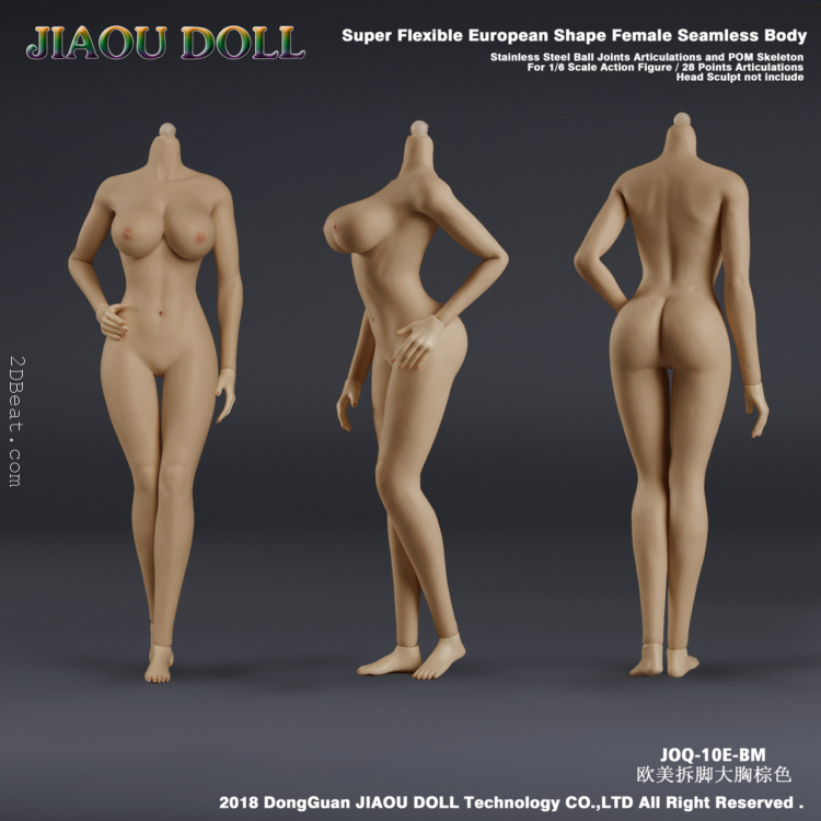 1/6 Jiaou Doll JOQ-10E-BM Big Bust Seamless Female Body Brown Skin With Detachable Foot