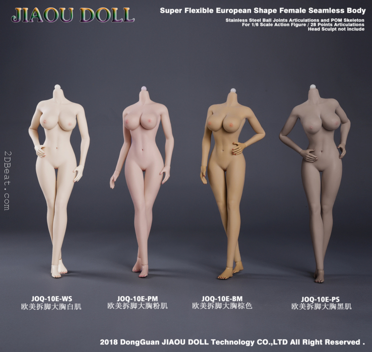 1/6 Jiaou Doll JOQ-10E-BM Big Bust Seamless Female Body Brown Skin With Detachable Foot