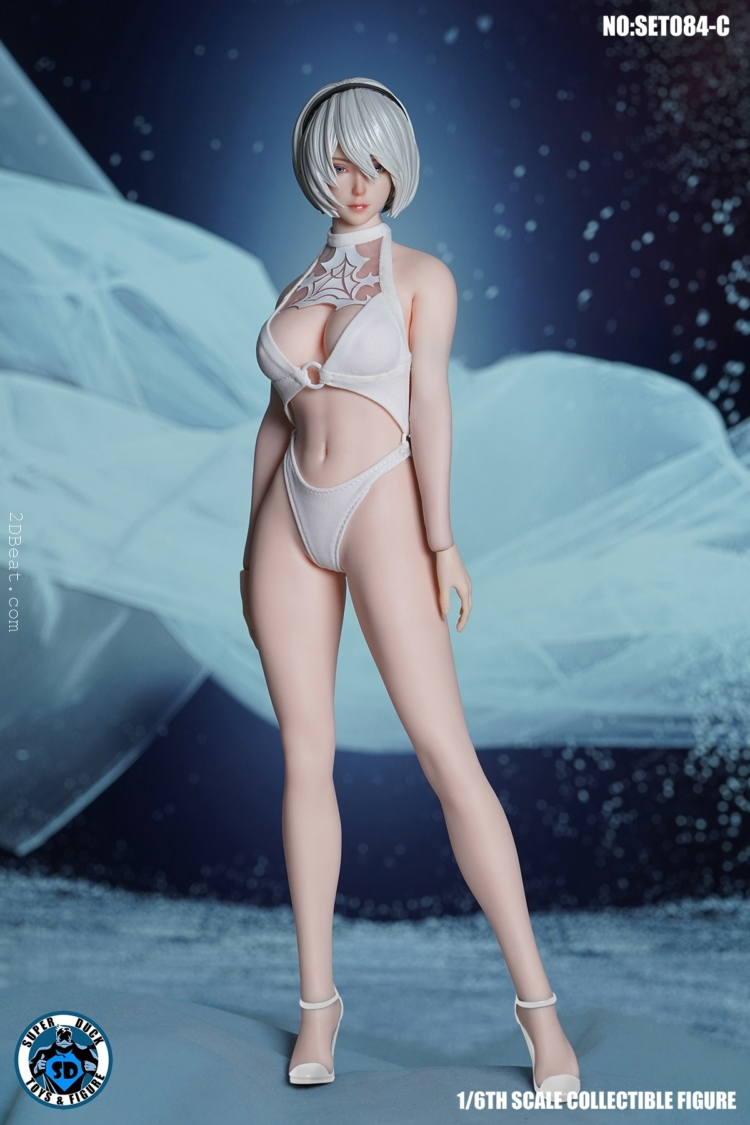 1/6 Scale Super Duck SET084C NieR: Automata 2B Swimming Suit White for TBLeague S42A Body