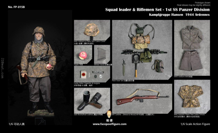 1/6 Scale Facepool FP-015B 1st SS Panzer Division Kampfgruppe Hansen 1944 Ardennes Riflemen