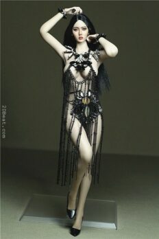 Phicen Female Custom 1/6 Goddess Metal Black Fringed Skirt Dress