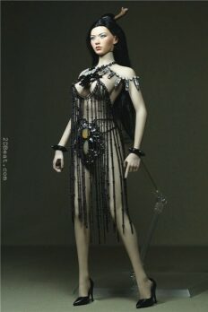 Phicen Female Custom 1/6 Goddess Metal Black Fringed Skirt Dress