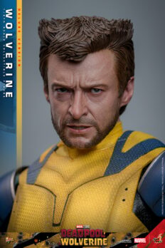 Wolverine Sixth Scale Action Figure by Hot Toys: close-up of smirking face, no mask.- Prototype Shown View 4
