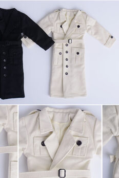 Áo khoác trench coat dáng dài phong cách Anh Quốc tỷ lệ 1/12 cho mô hình figure 12 inch
