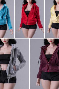 Áo Hoodie Nữ tỷ lệ 1/6 Cho Mô Hình figure 12 Inch – Áo Khoác Có Nón Kéo Khóa Tương Thích TBL