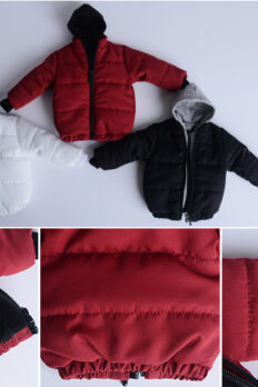 Áo khoác cotton có mũ liền tỷ lệ 1/6, thiết kế giả hai lớp, khóa kéo đôi vừa figure búp bê 12 inch