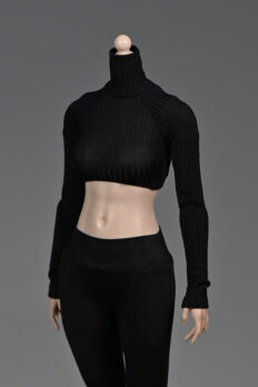 Áo len cổ cao dài tay dáng ngắn kẻ sọc cho figure nữ tỉ lệ 1/6