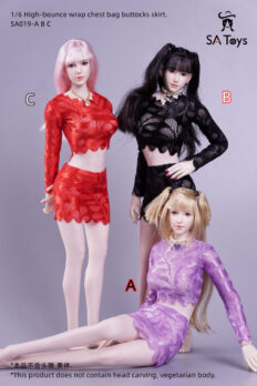 Bộ trang phục cho figure nữ 1/6, 12 inch – Áo quấn ngực đàn hồi cao & chân váy ôm ngắn