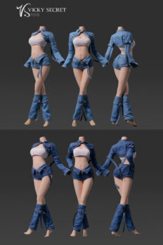 Bộ quần áo denim thời trang hãng VS Toys 105 vừa figure, búp bê nữ tỷ lệ 1/6
