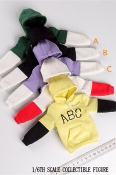 Áo hoodie giả hai lớp ghép họa tiết chữ, phong cách thời trang tỷ lệ 1/6