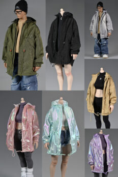 Áo khoác phong cách quân đội cổ điển dáng rộng cho figure nam nữ tỉ lệ 1/6