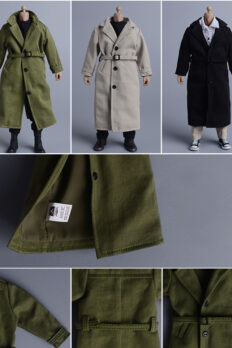 Áo khoác trench coat dáng dài tỷ lệ 1/12 cho mô hình figure phong cách Anh Quốc