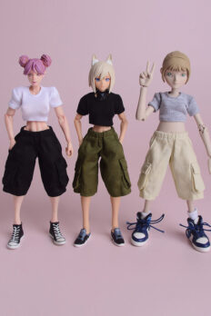 Áo thun tay ngắn & quần  lửng cho mechagirl tỉ lệ 1/12