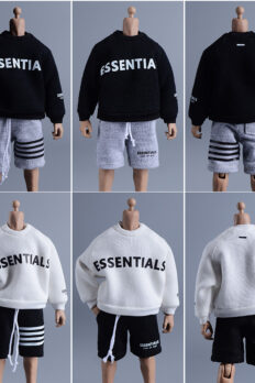 Bộ áo hoodie tay dài chữ phong cách streetwear & quần short tỷ lệ 1/12