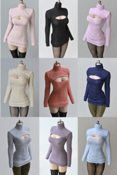Phụ kiện trang phục figure 1/6 – Áo len mở ngực cho figure nữ bodysuit mềm 12 inch