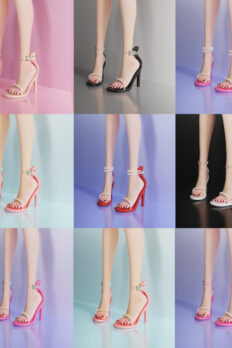 Sandal Cao Gót Đính Đá 1/6 Mẫu Mới 2025 – Giày Thời Trang Cho Figure Nữ 1/6