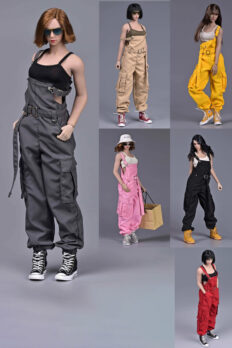 Trang phục tỷ lệ 1/6 – Bộ jumpsuit yếm casual thời trang, phong cách rộng rãi, quần jogger tiện dụng.
