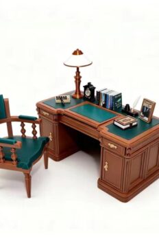 Bộ bàn ghế văn phòng phong cách Mỹ cổ điển thu nhỏ tỉ lệ 1:12