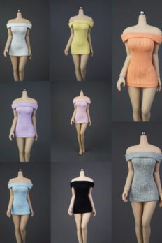 Trang phục 1/6 - Váy Len Trễ Vai Dáng Ngắn vừa figure nữ cao khoảng 30cm